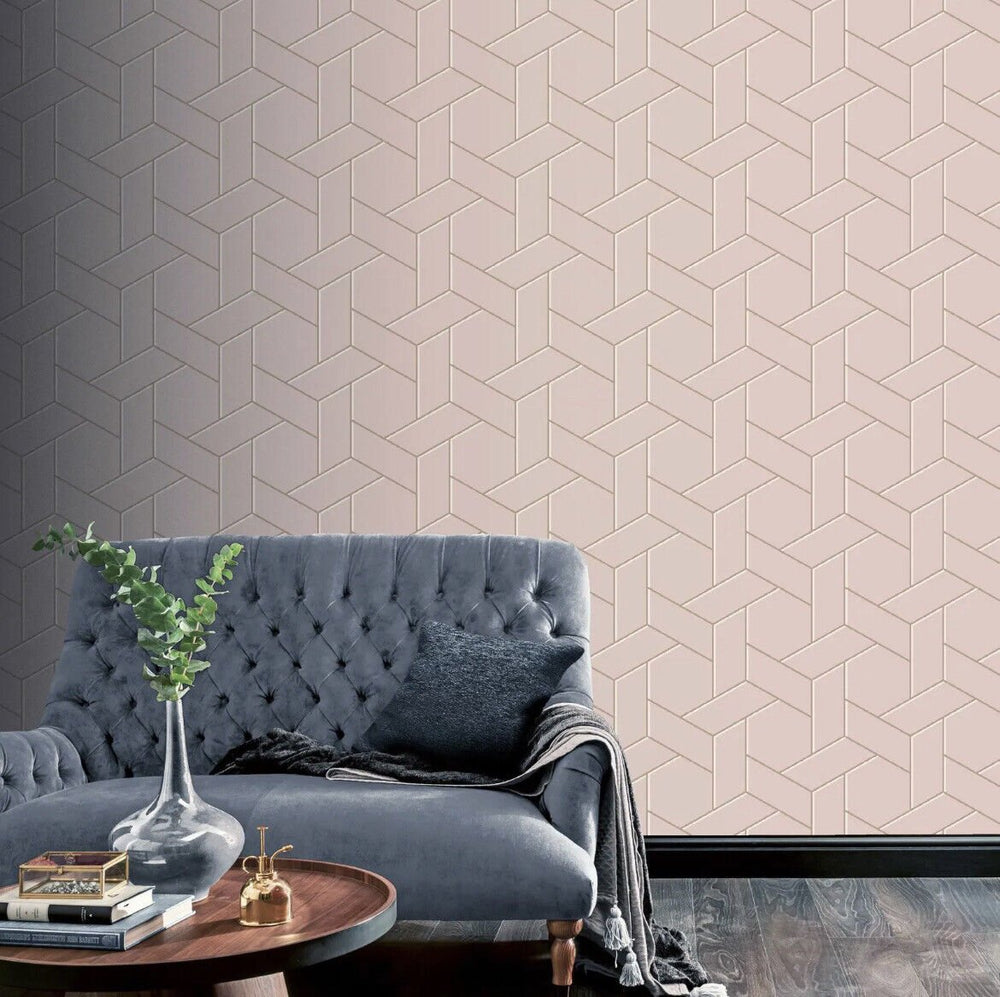 695500-Arthouse-Arthouse Parquet Geometric Pink Rose Wallpaper-Decor Warehouse