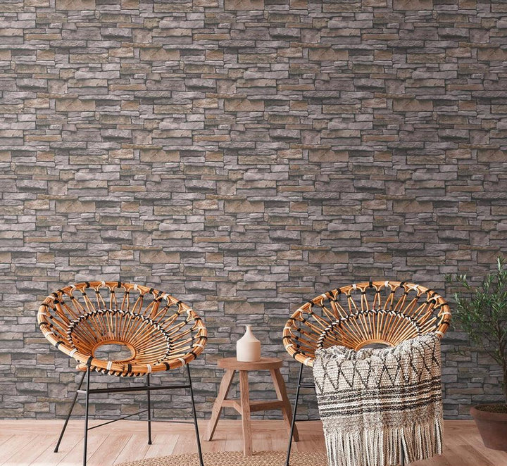  - A.S. Creation Terra Beige & Brown Stone Effect Wallpaper - 38813 - 3 - Decor Warehouse