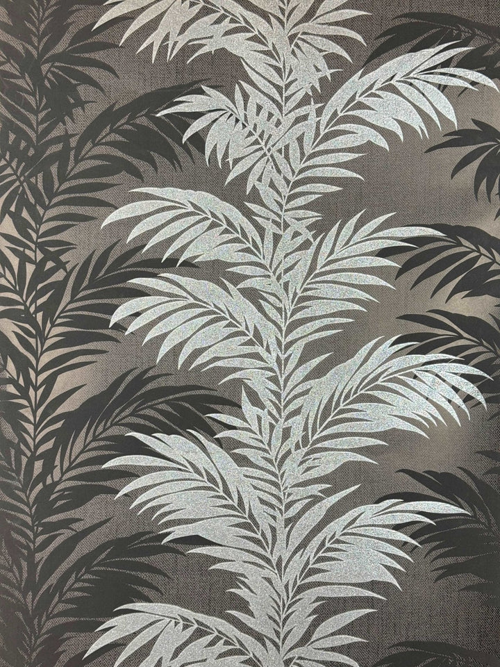 4663-Belgravia-Belgravia Palm Glitter Wallpaper Black Silver-Decor Warehouse