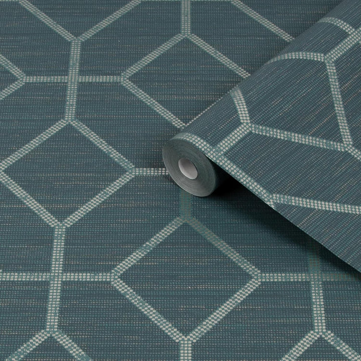  - Boutique Asscher Geo Teal Wallpaper - 112657 - Decor Warehouse