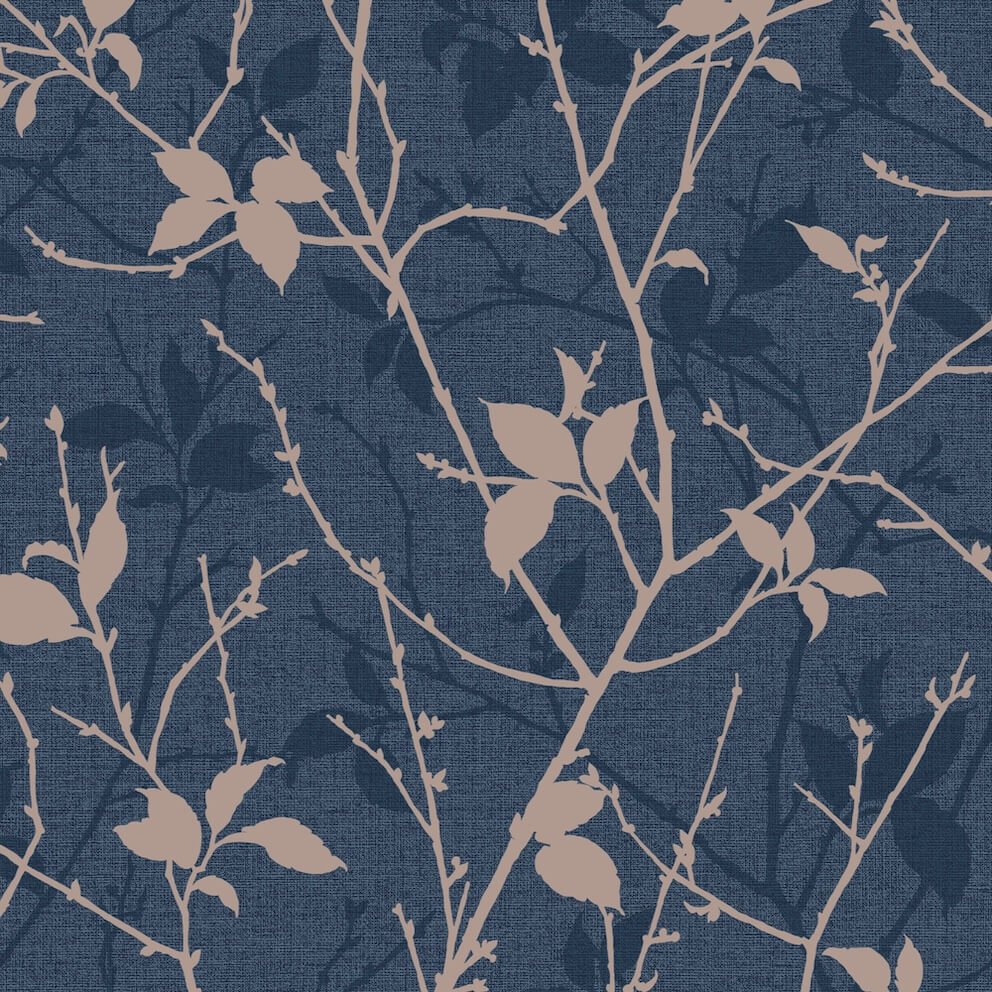 122431-Graham & Brown-Belle Navy & Copper Wallpaper-Decor Warehouse