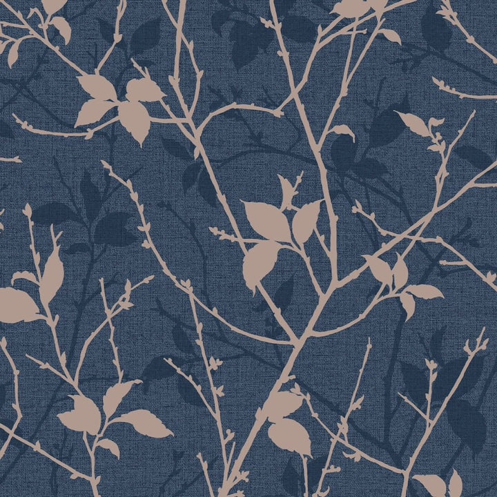122431-Graham & Brown-Belle Navy & Copper Wallpaper-Decor Warehouse