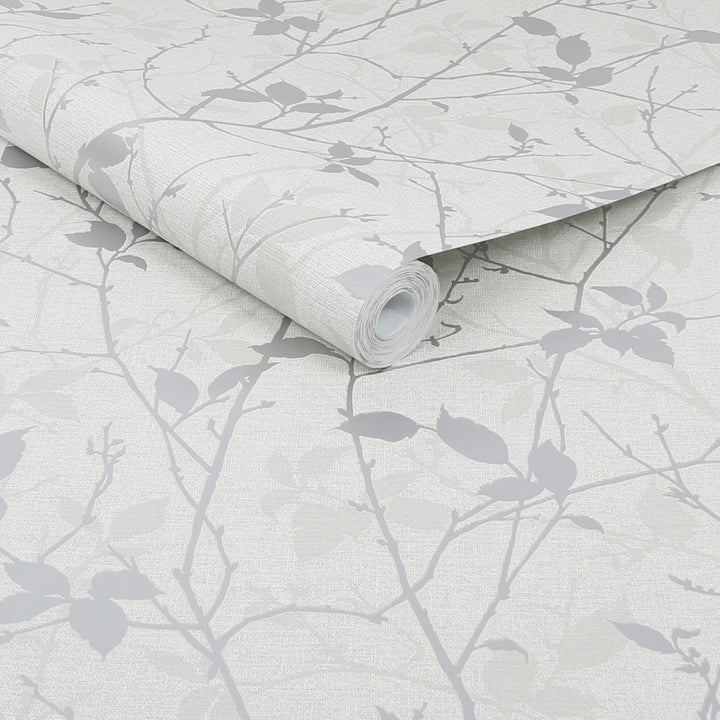 122433-Graham & Brown-Belle White & Silver Wallpaper-Decor Warehouse
