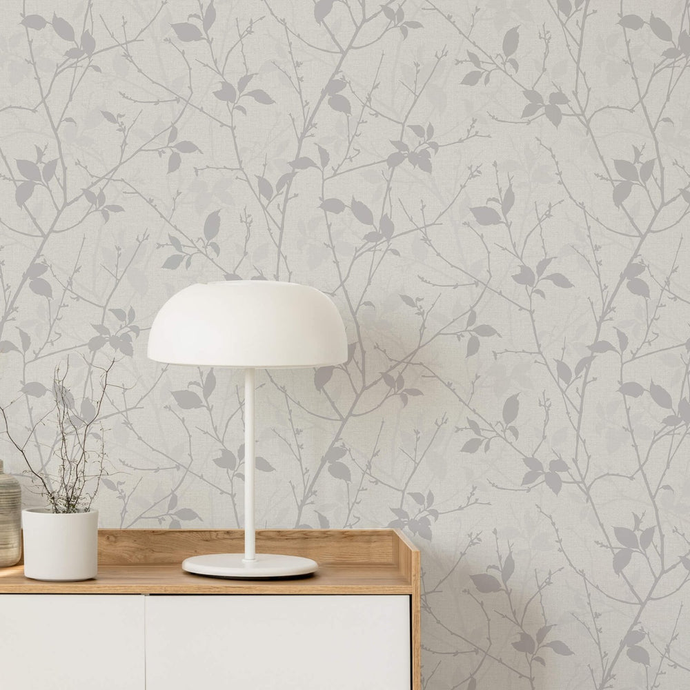 122433-Graham & Brown-Belle White & Silver Wallpaper-Decor Warehouse