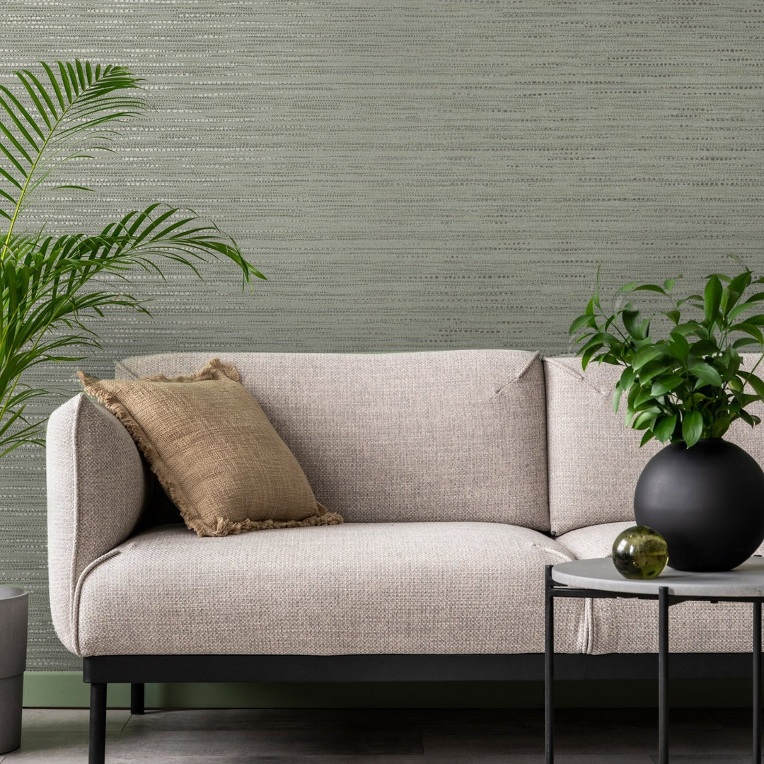 122435-Graham & Brown-Chunky Horizontal Weave Sage Wallpaper-Decor Warehouse