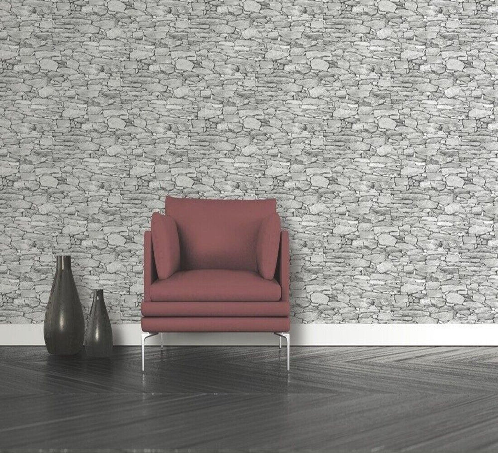 1283-Debona-Brick Effect Grey Wallpaper-Decor Warehouse