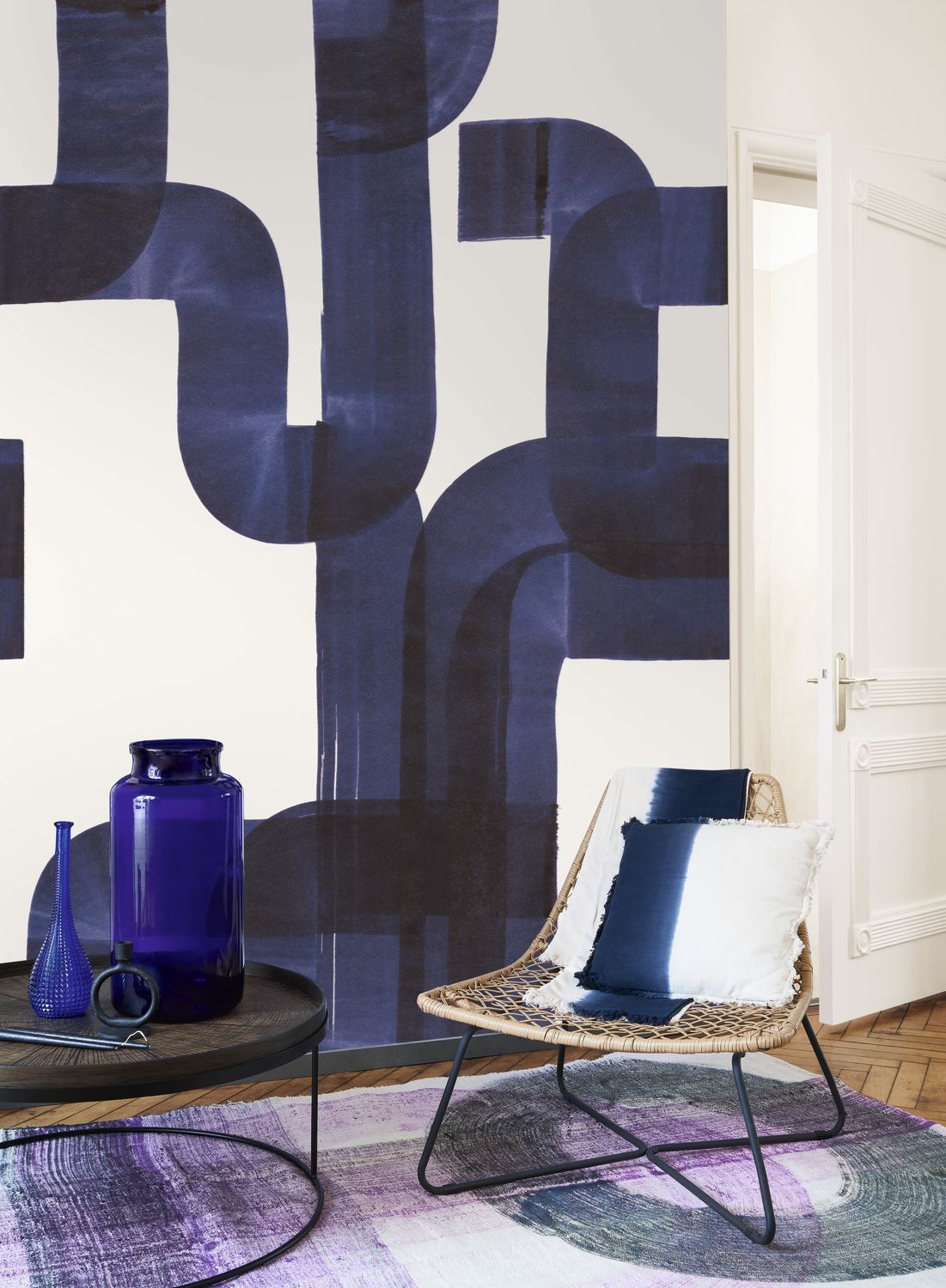 Casadeco Abstract Indigo Wall Mural Small - WDWS88476505