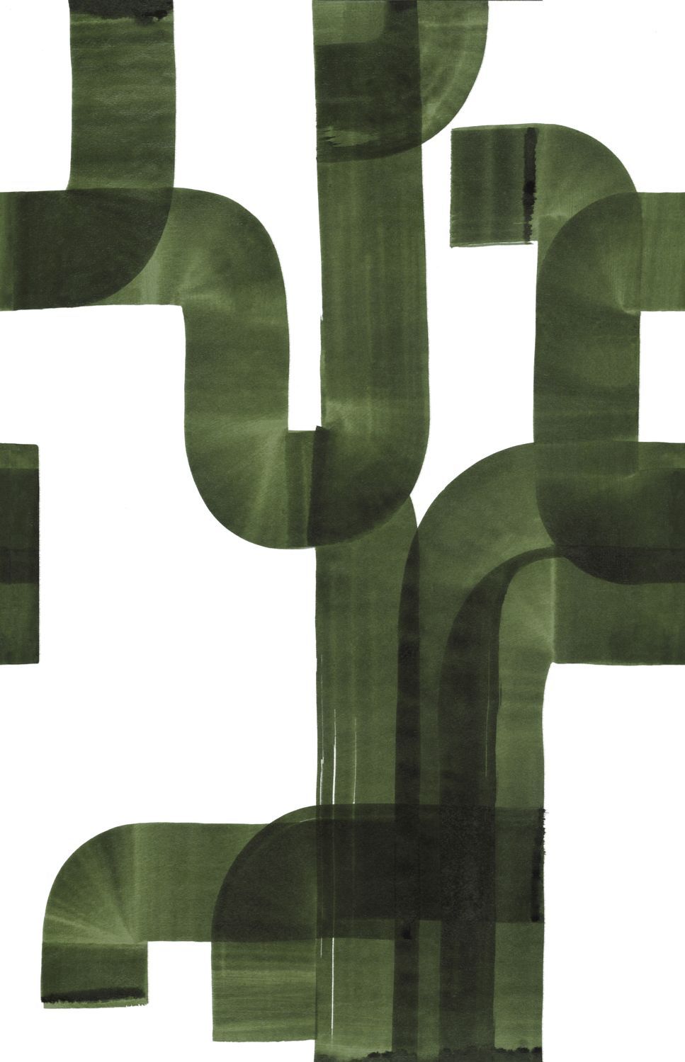 Casadeco Abstract Vert Kaki Wall Mural Large - WDWS88477504