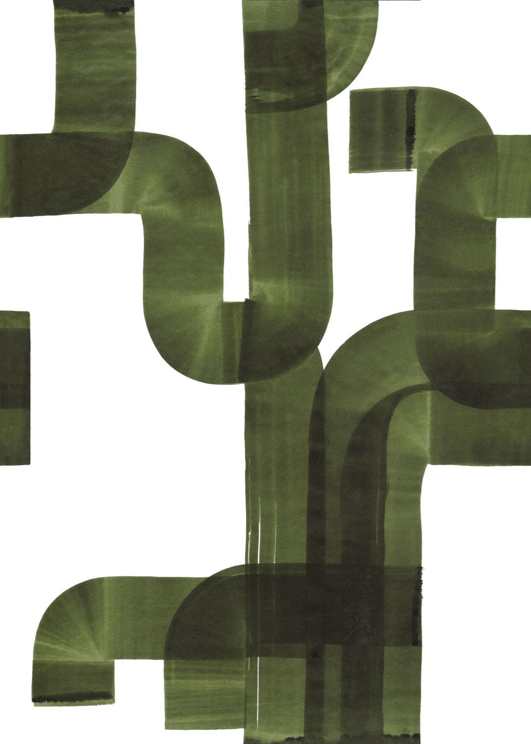 Casadeco Abstract Vert Kaki Wall Mural Medium - WDWS88477503