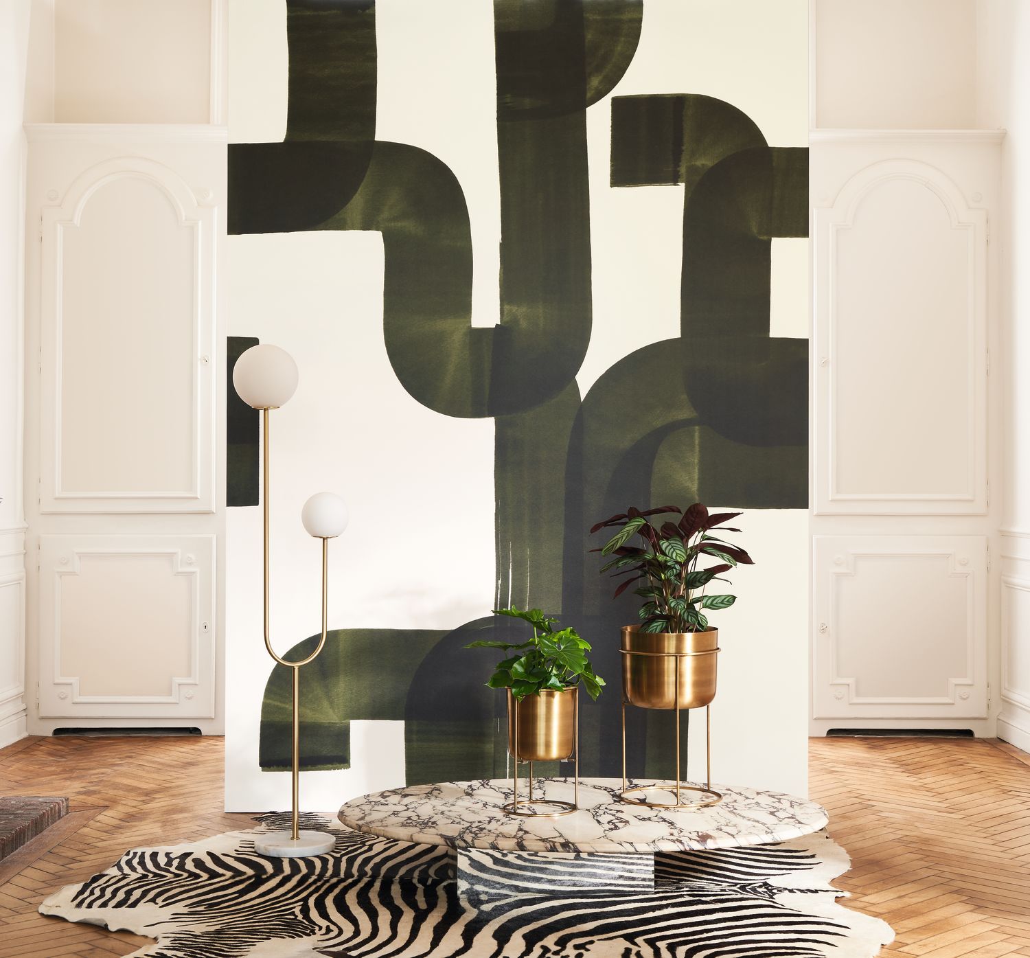 Casadeco Abstract Vert Kaki Wall Mural Medium - WDWS88477503
