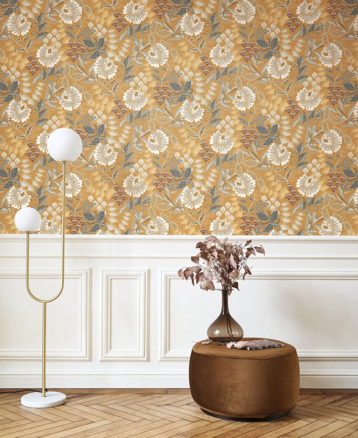  - Casadeco Derby Bloomsbury - Jaune Curry Wallpaper - DERB89282248 - Decor Warehouse