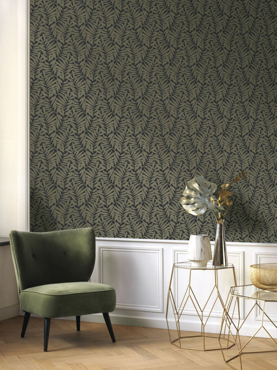 - Casadeco Derby Preston - Vert Kaki Wallpaper - DERB89317684 - Decor Warehouse