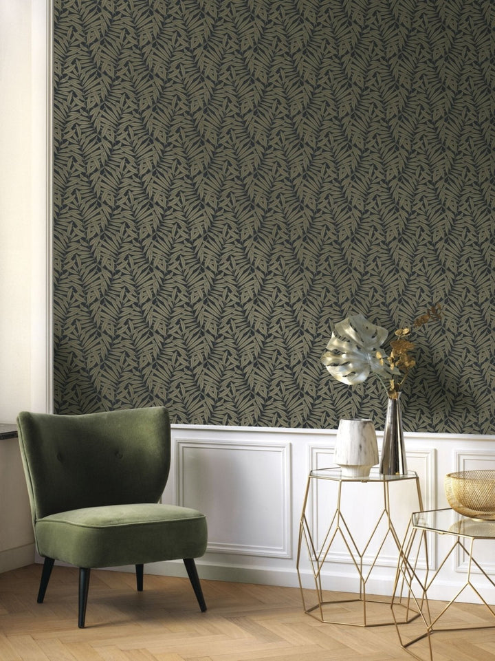  - Casadeco Derby Preston - Vert Kaki Wallpaper - DERB89317684 - Decor Warehouse