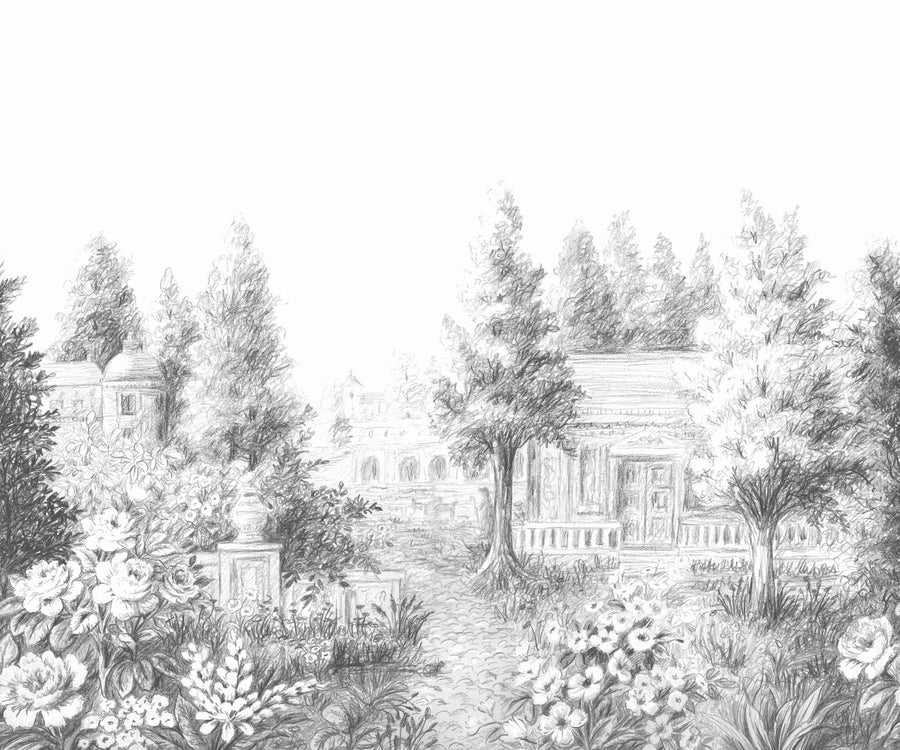  - Casadeco French Park Charcoal Black Wall Mural Small Size - WDWS89029707 - Decor Warehouse