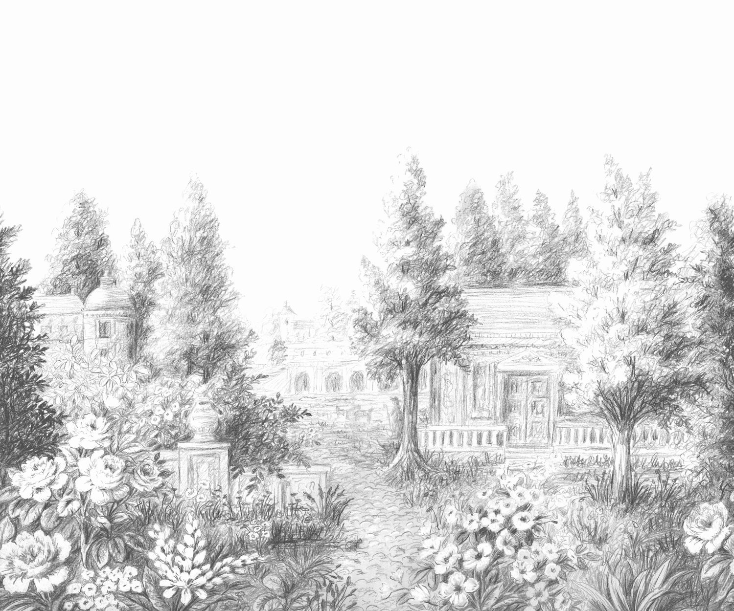 - Casadeco French Park Charcoal Black Wall Mural Small Size - WDWS89029707 - Decor Warehouse