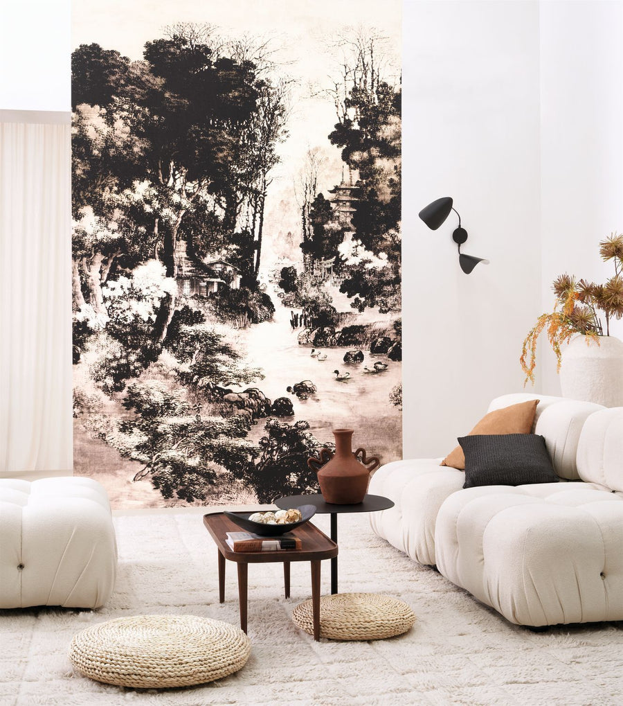  - Casadeco Pavillion D'or Sepia Wall Mural Large Size - KYTO8877 - Decor Warehouse