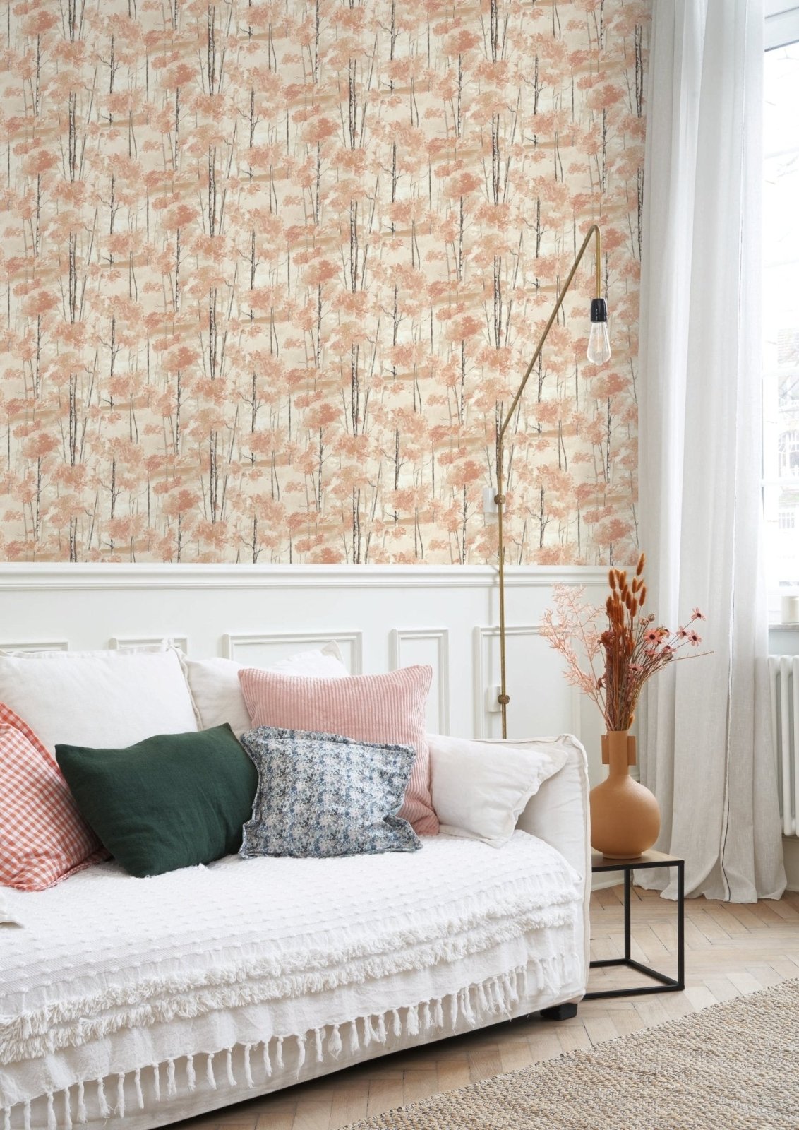 - Casadeco Riverside 4 Skandinavia - Orange Automnal Wallpaper - RIVI89544391 - Decor Warehouse