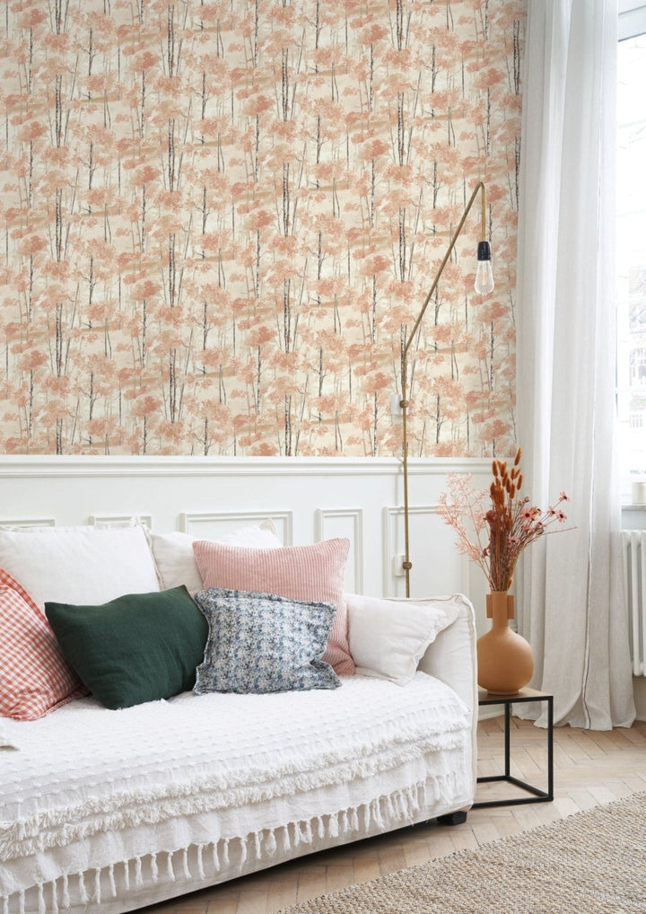  - Casadeco Riverside 4 Skandinavia - Orange Automnal Wallpaper - RIVI89544391 - Decor Warehouse