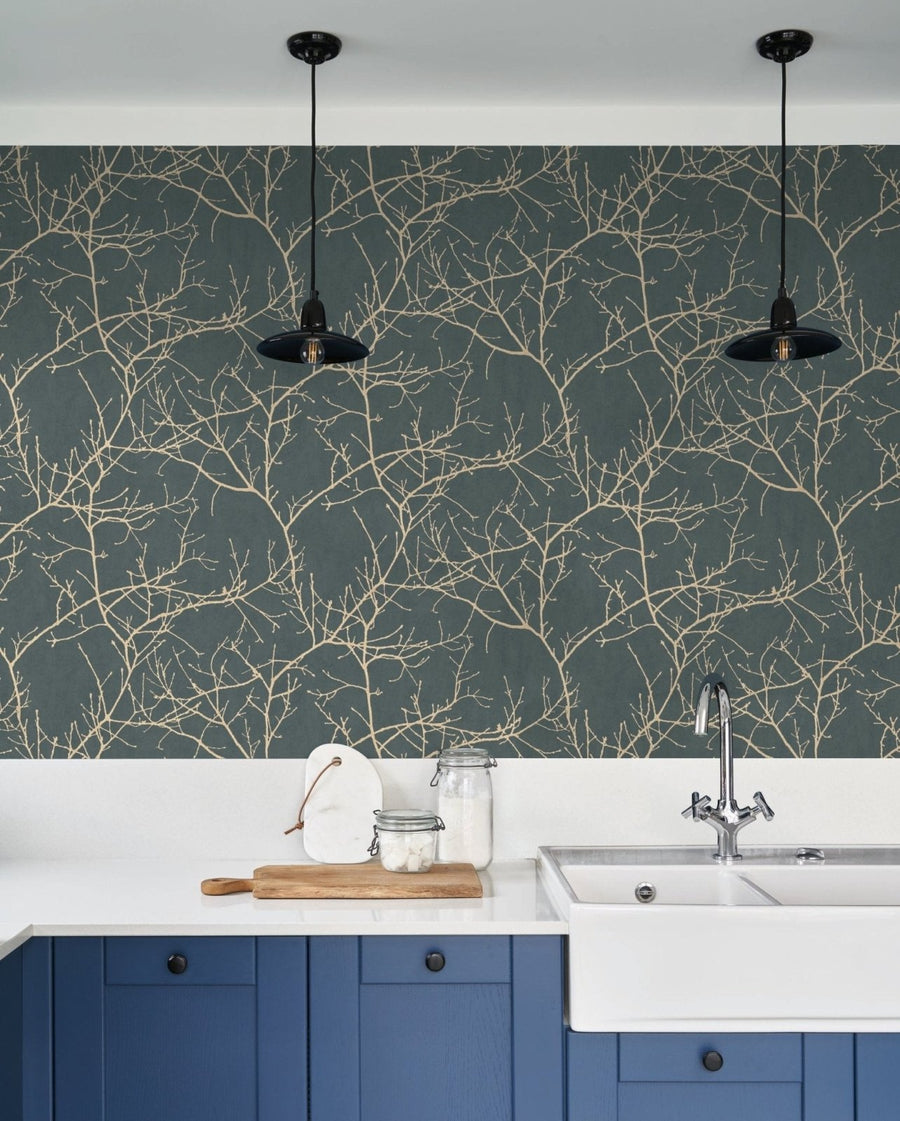  - Casadeco Riverside 4 Vancouver - Bleu Encre Wallpaper - RIVI89536897 - Decor Warehouse