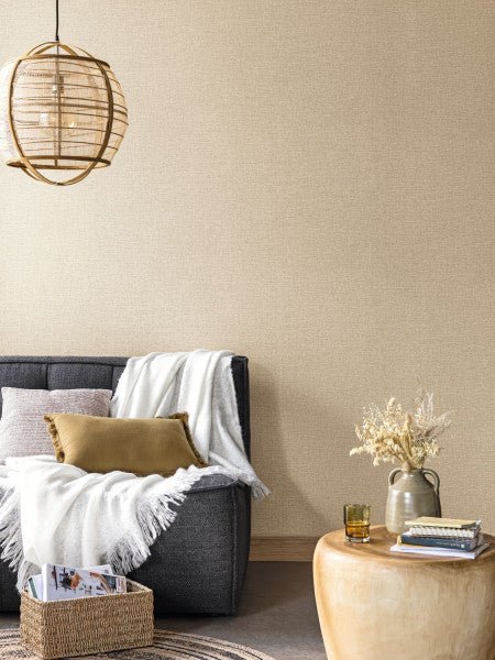  - Caselio Jute Uni Mat - Moka Wallpaper - 104012220 - Decor Warehouse