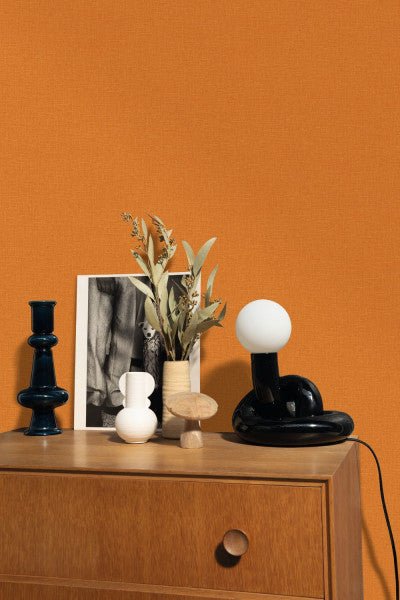  - Caselio Jute Uni Mat - Orange Wallpaper - 104013139 - Decor Warehouse