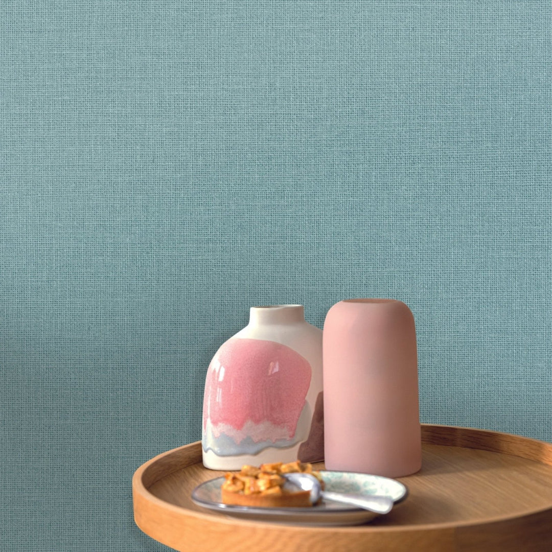  - Caselio Jute Uni Mat - Turquoise Wallpaper - 104016226 - Decor Warehouse