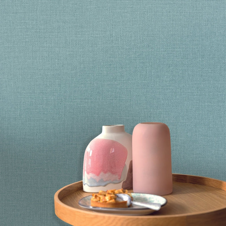  - Caselio Jute Uni Mat - Turquoise Wallpaper - 104016226 - Decor Warehouse