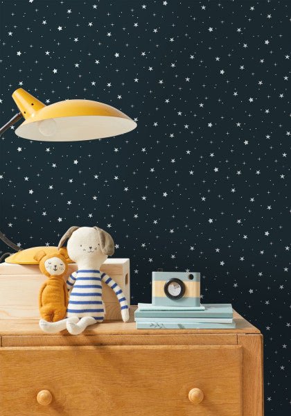  - Caselio Our Planet Stars in Your Eyes Midnight Blue & White Wallpaper - 101926918 - Decor Warehouse