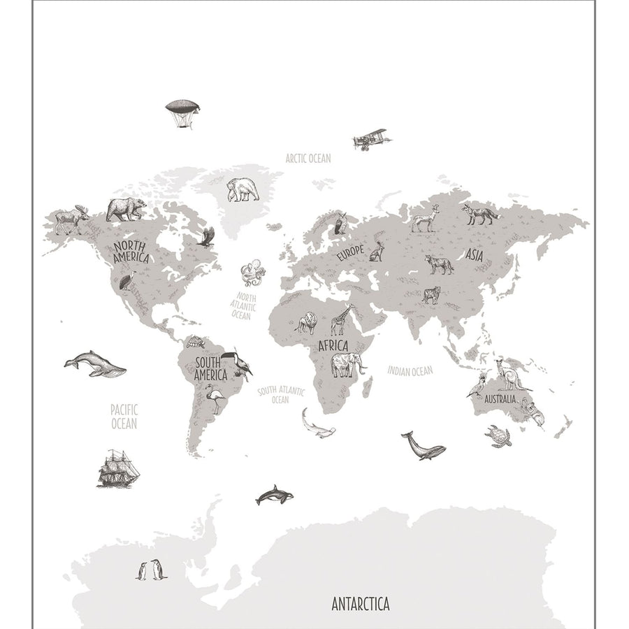 102039918-Caselio-Caselio Our Planet World Map Black / White Wall Mural-Decor Warehouse