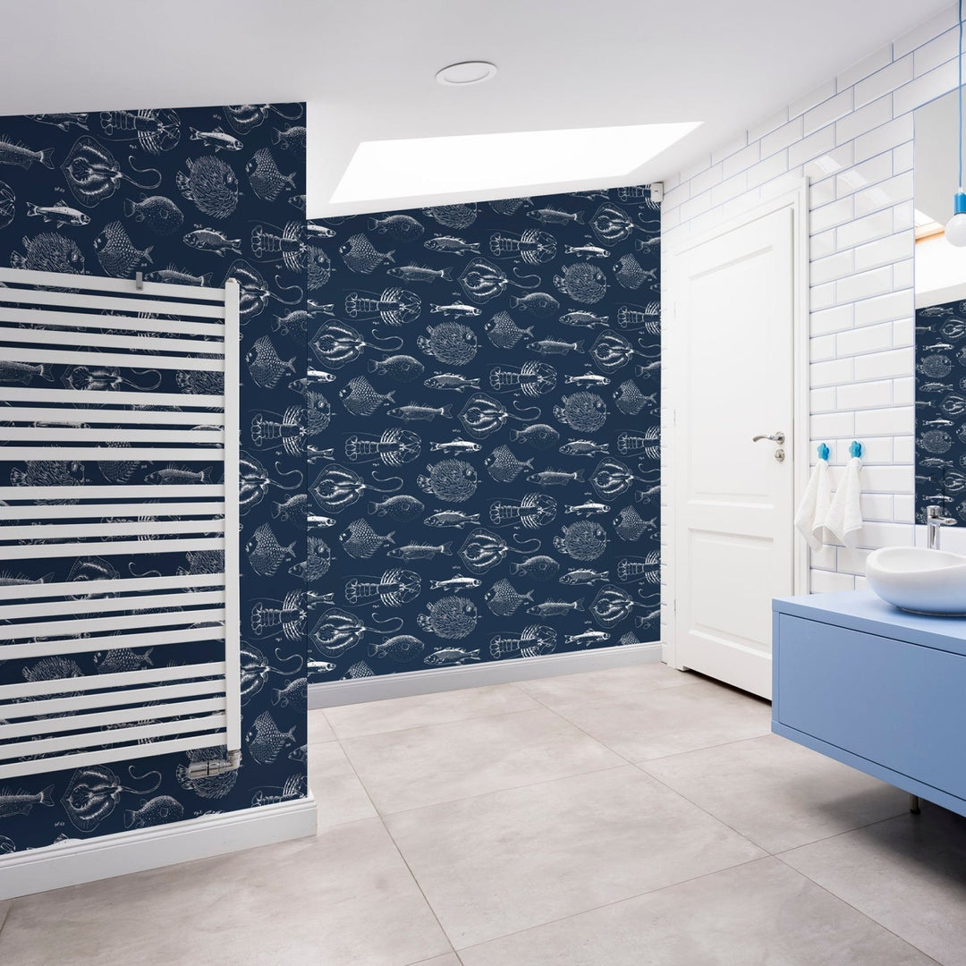 - Contour - Into the Deep Navy Design Wallpaper - 112652 - Decor Warehouse