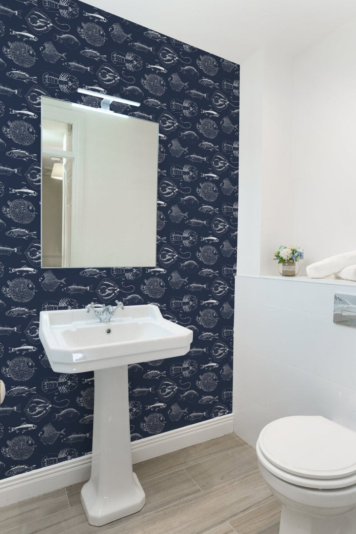 - Contour - Into the Deep Navy Design Wallpaper - 112652 - Decor Warehouse