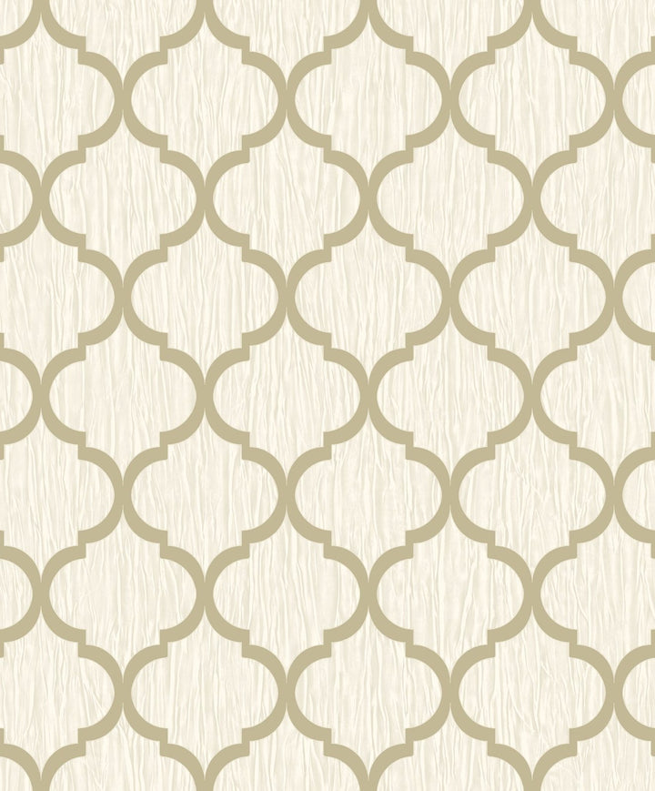  - Crystal Trellis Wallpaper - Ivory / Gold - 8898 - Decor Warehouse