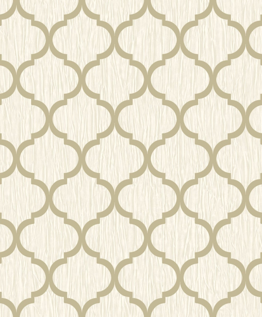  - Crystal Trellis Wallpaper - Ivory / Gold - 8898 - Decor Warehouse