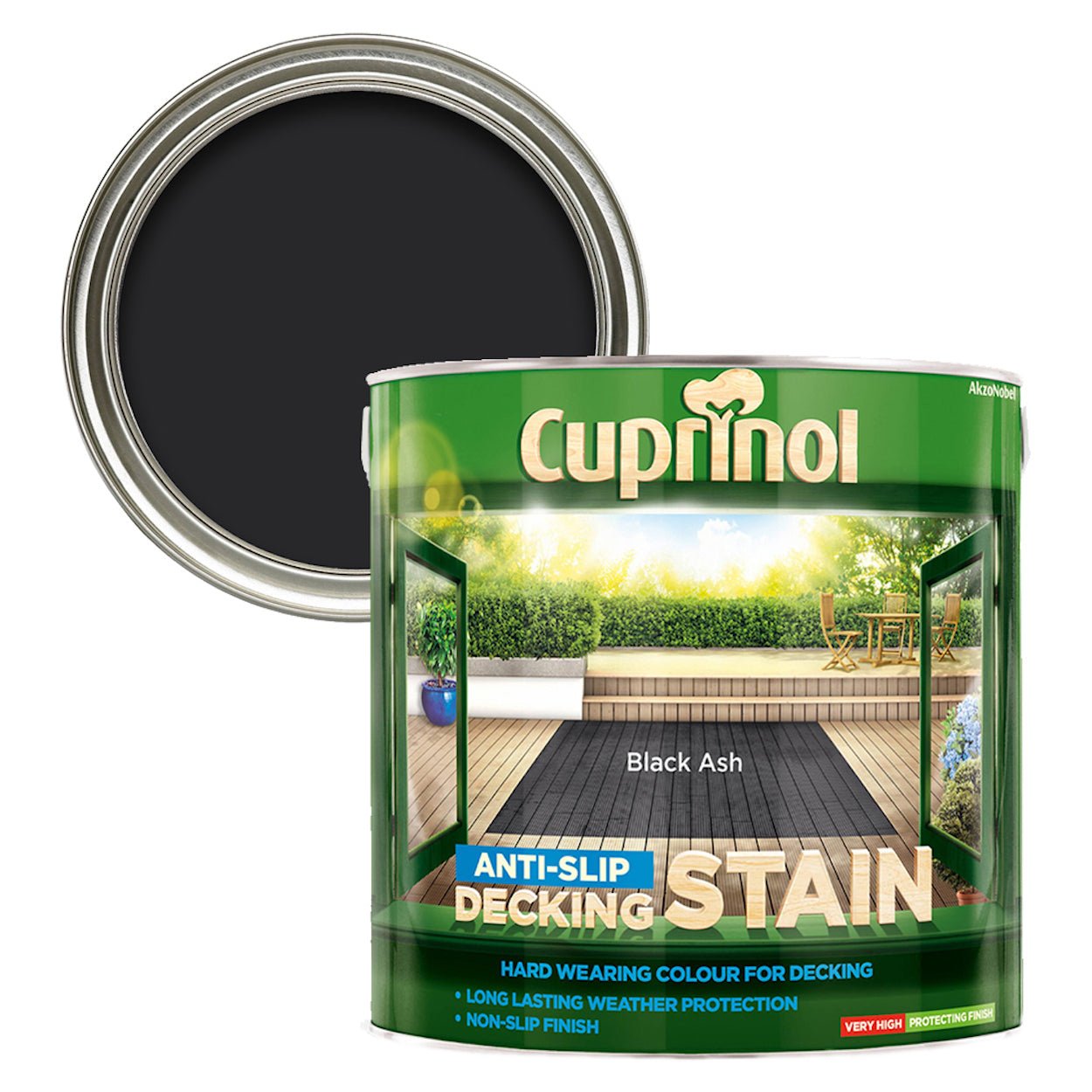 - Cuprinol Anti - Slip Decking Stain 2.5L - Black Ash - 5122405 - Decor Warehouse