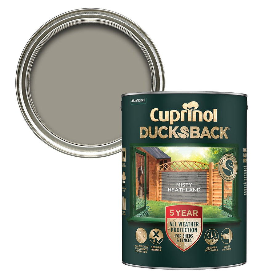 5701411-Cuprinol-Cuprinol Ducksback Fence & Shed Paint - Misty Heathland 5L-Decor Warehouse