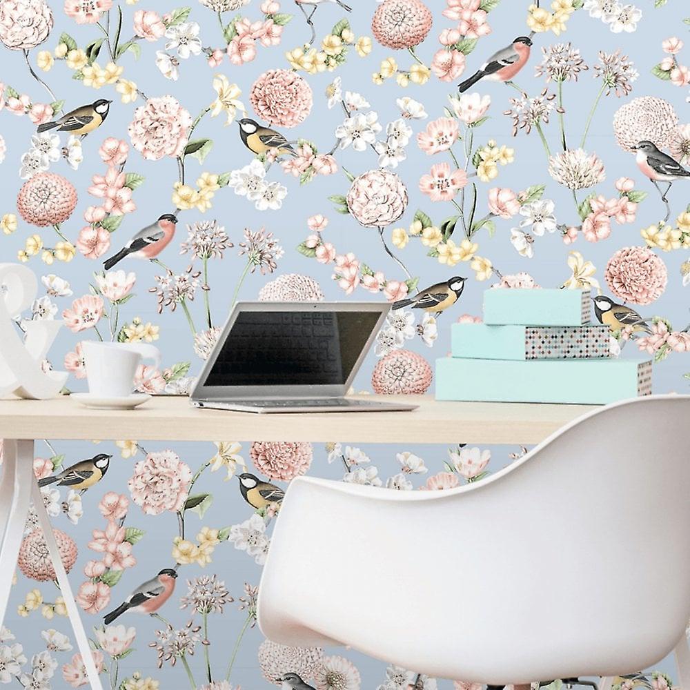 5031-Debona-Debona Limoges Floral Robin Birds Wallpaper-Decor Warehouse
