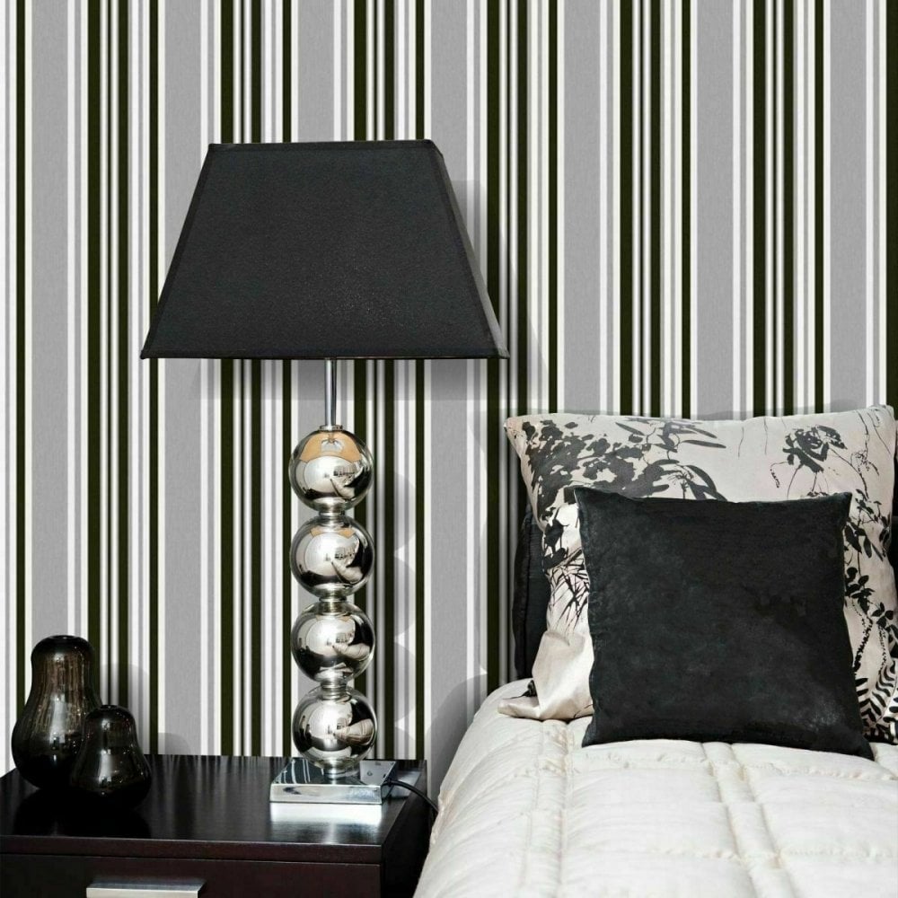 2327-Debona-Debona Marrakesh Black Stripe Wallpaper-Decor Warehouse