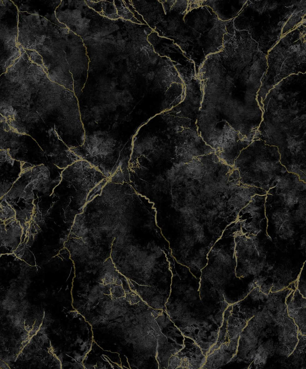  - Debona Verona Marble Black & Gold Vinyl Wallpaper - 9124 - Decor Warehouse