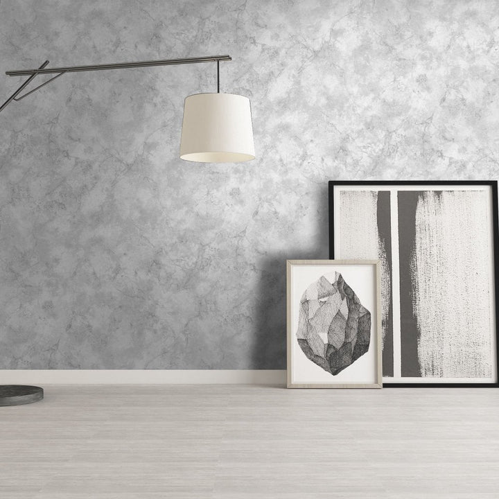  - Debona Verona Marble Silver & White Vinyl Wallpaper - 9122 - Decor Warehouse