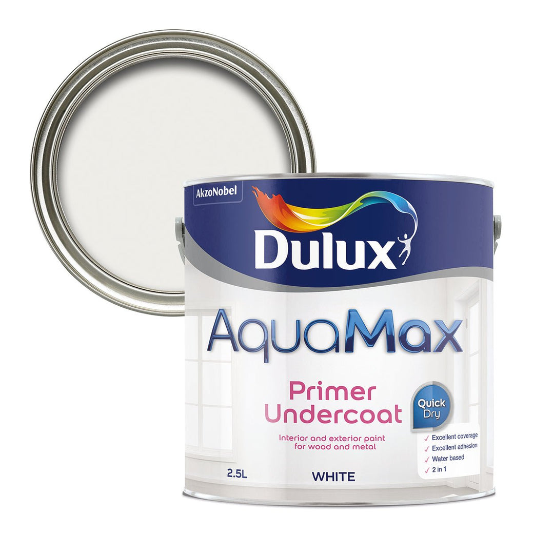  - Dulux AquaMax Primer Undercoat Quick Dry White Paint - 2.5L - Decor Warehouse