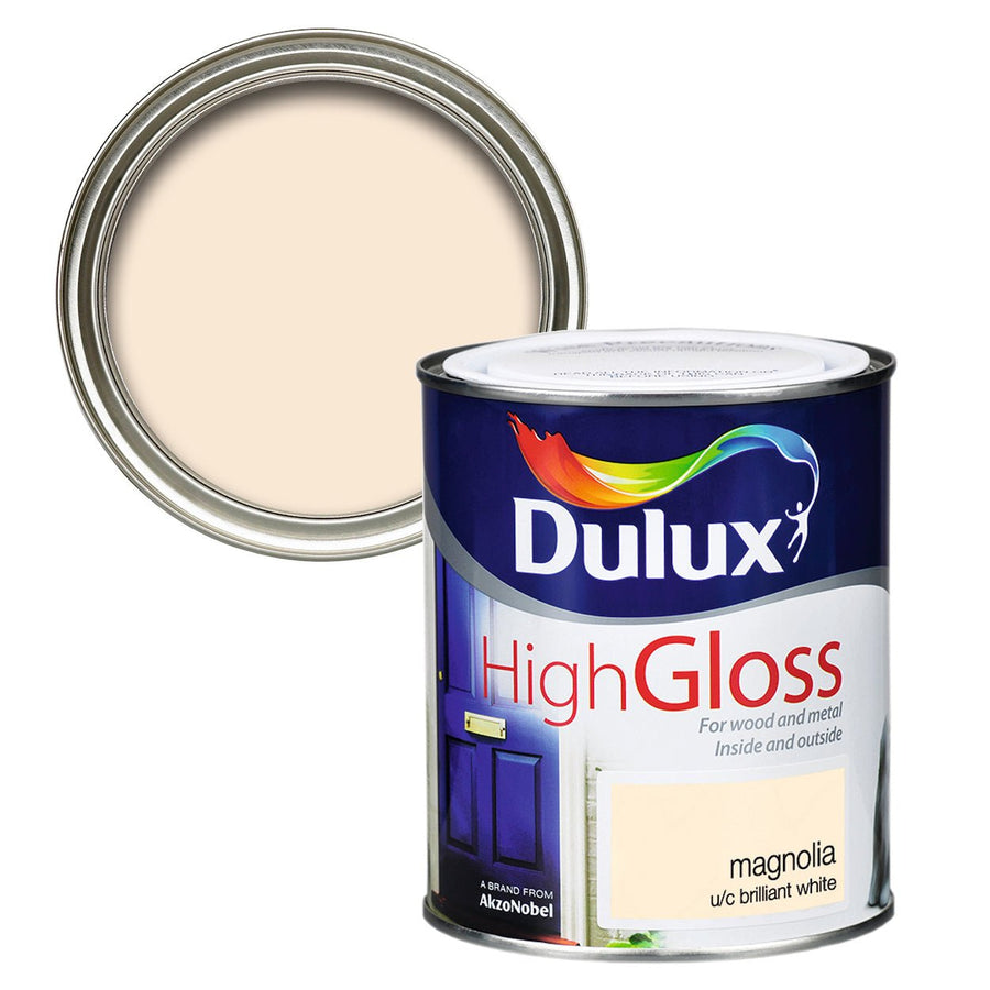 5011060006043-Dulux-Dulux High Gloss Wood & Metal - Magnolia Paint - 750ml-Decor Warehouse