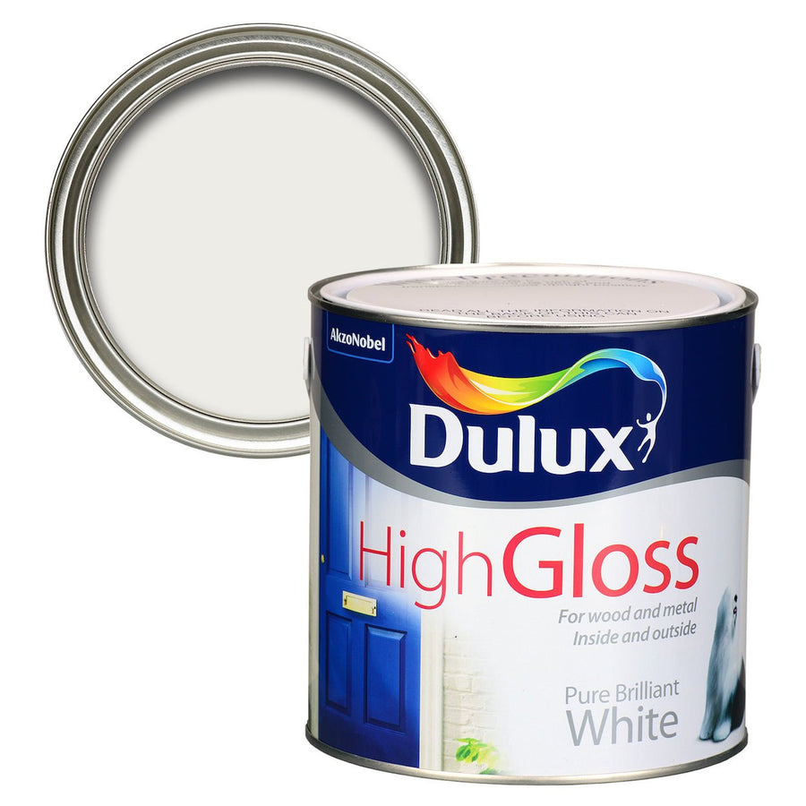  - Dulux High Gloss Wood & Metal - Pure Brilliant White Paint - 2.5L - Decor Warehouse