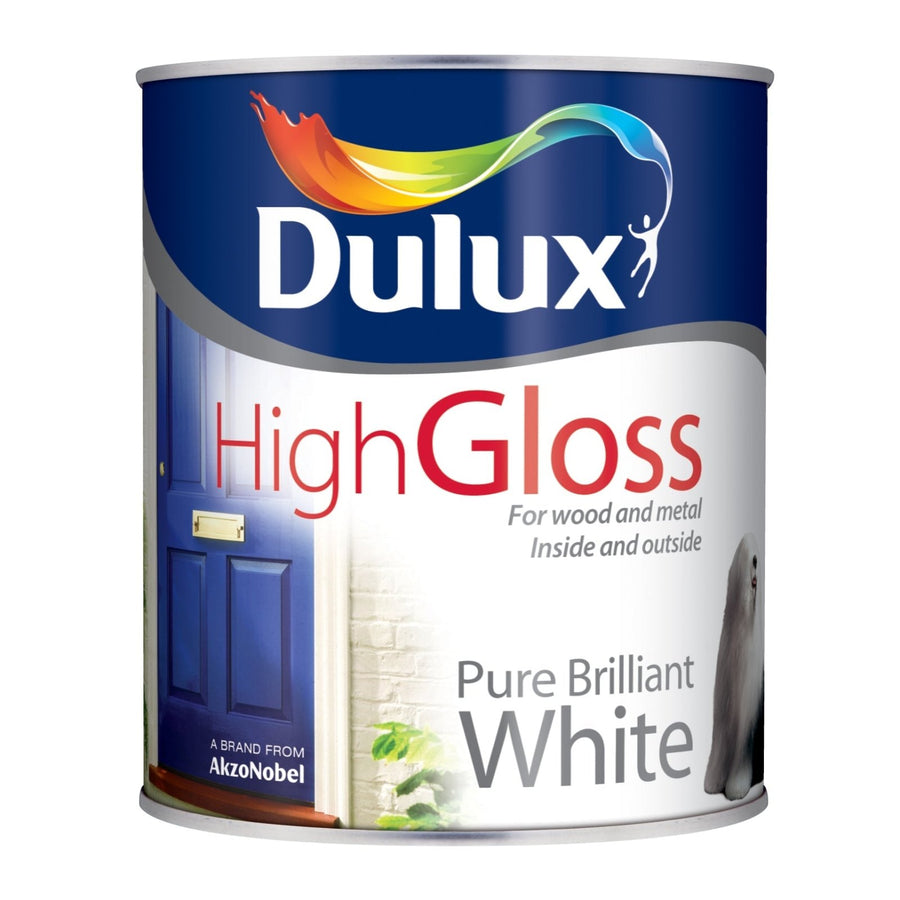  - Dulux High Gloss Wood & Metal - Pure Brilliant White Paint - 750ml - Decor Warehouse