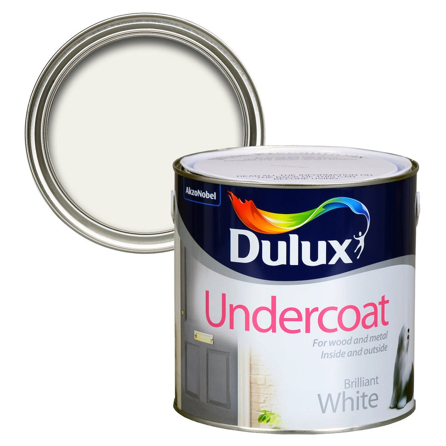  - Dulux Undercoat Wood & Metal - Brilliant White Paint - 2.5L - Decor Warehouse