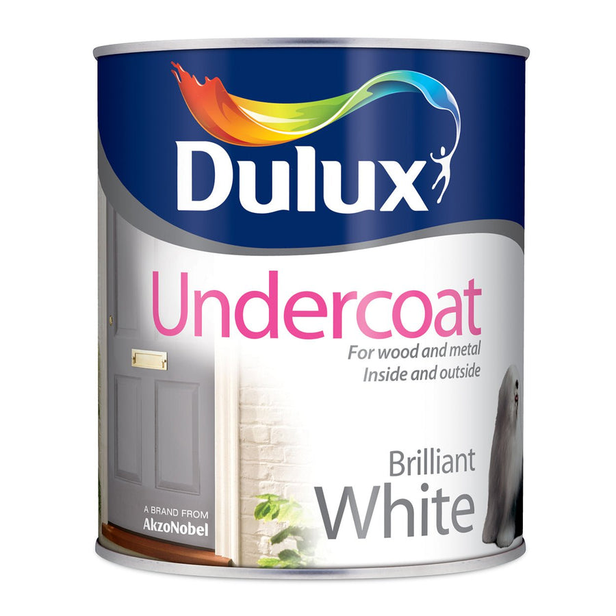  - Dulux Undercoat Wood & Metal - Brilliant White Paint - 750ml - Decor Warehouse