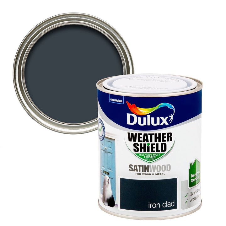 - Dulux Weathershield Satinwood - Iron Clad Paint - 750ml - Decor Warehouse