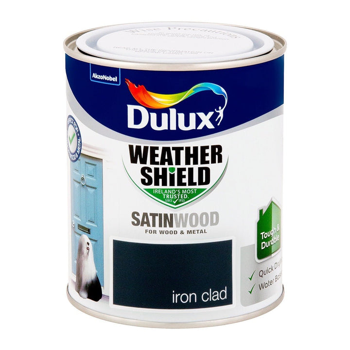  - Dulux Weathershield Satinwood - Iron Clad Paint - 750ml - Decor Warehouse