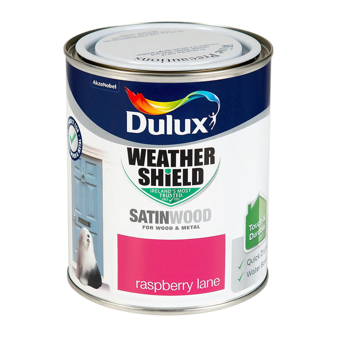  - Dulux Weathershield Satinwood - Raspberry Lane Paint - 750ml - Decor Warehouse