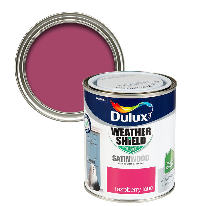  - Dulux Weathershield Satinwood - Raspberry Lane Paint - 750ml - Decor Warehouse
