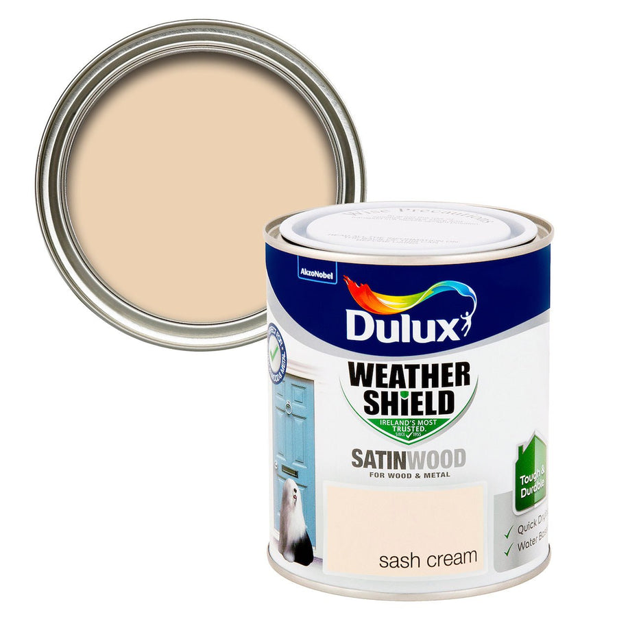  - Dulux Weathershield Satinwood - Sash Cream Paint - 750ml - Decor Warehouse